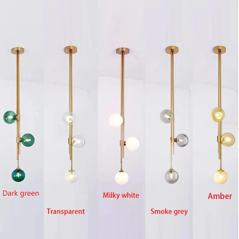 Afralia™ LED Glass Ball Pendant Light Brass Luminaire for Home Decor