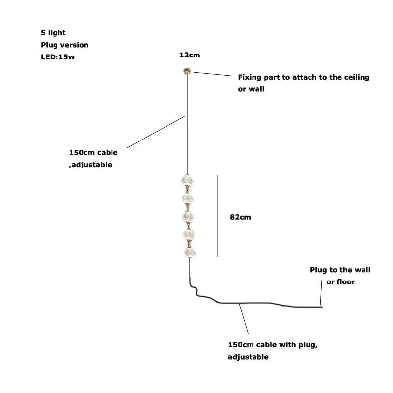 Afralia™ Pearl Necklace LED Pendant Light for 6m Staircase