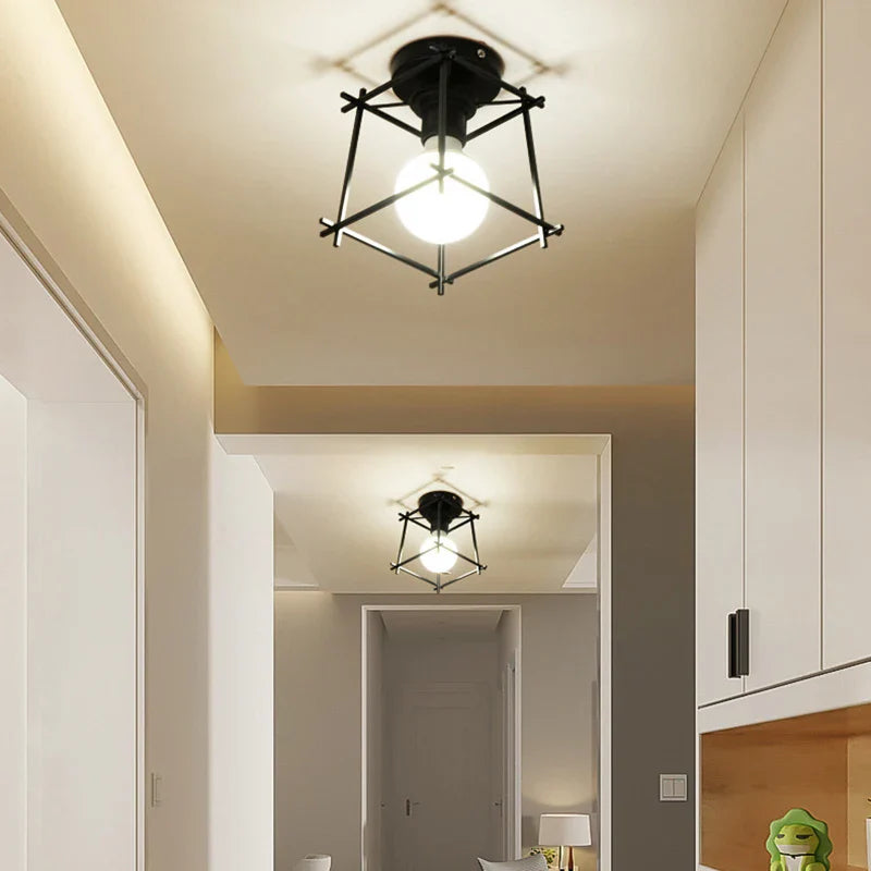 Afralia™ Retro Iron Ceiling Light Fixture for Living Room Bar Loft, E27 Bulb Included