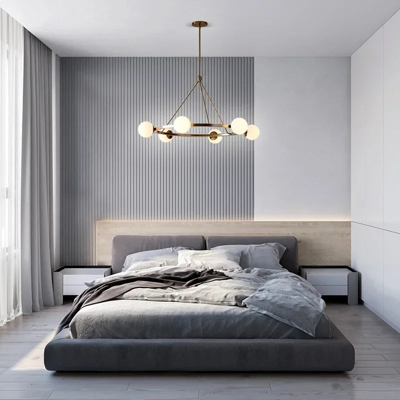 Afralia™ Glass Ball Chandelier LED Hanging Lamp Modern Nordic Style Pendant Light