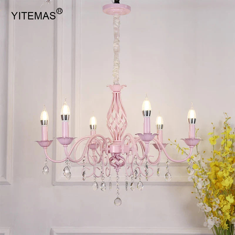 Afralia™ Pink Crystal Chandelier: Stylish Lighting for Kids' Room