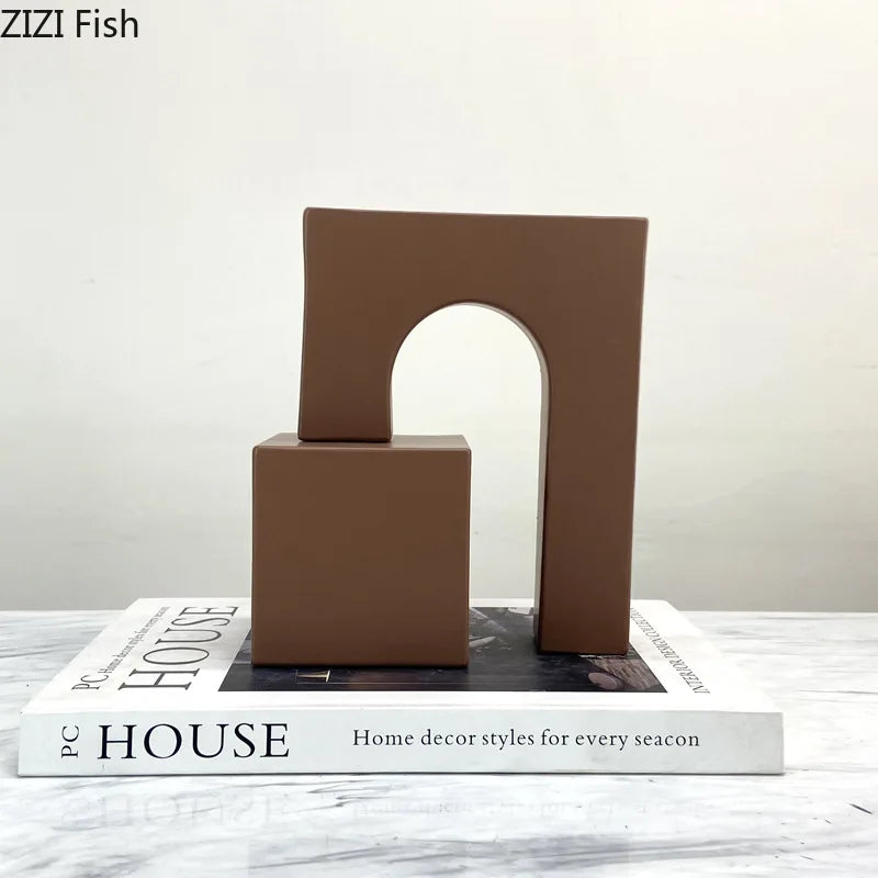 Afralia™ Geometric Metal Sculpture Desk Decoration Arch Modern Crafts Room Decor