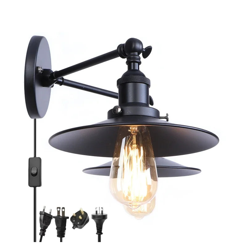 Afralia™ Vintage Iron 2-Head LED Wall Lamp for Foyer Living Room & Bedside