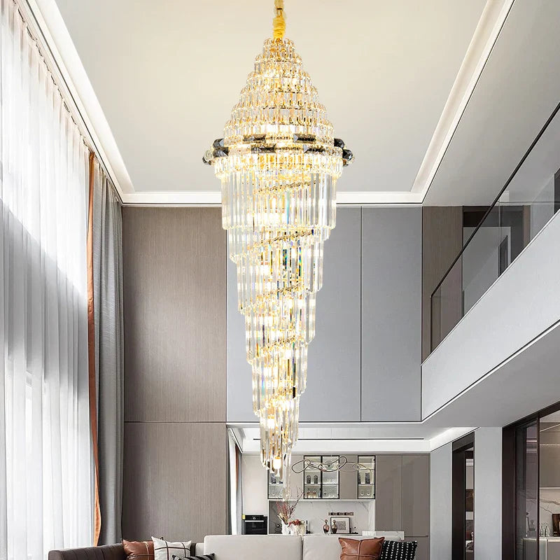 Afralia™ Modern Crystal Duplex Villa Chandelier for Luxury Living Room