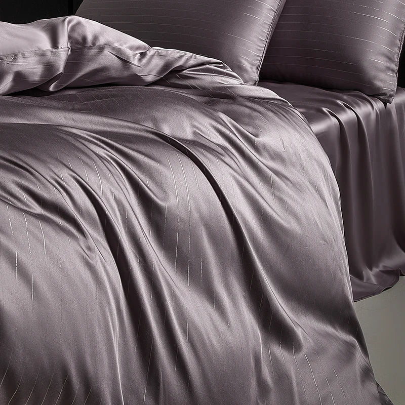 Afralia™ Eucalyptus Fiber Dark Gray Bedding Set: Soft, Silky Duvet Cover, Bed Sheet, Pillowcases