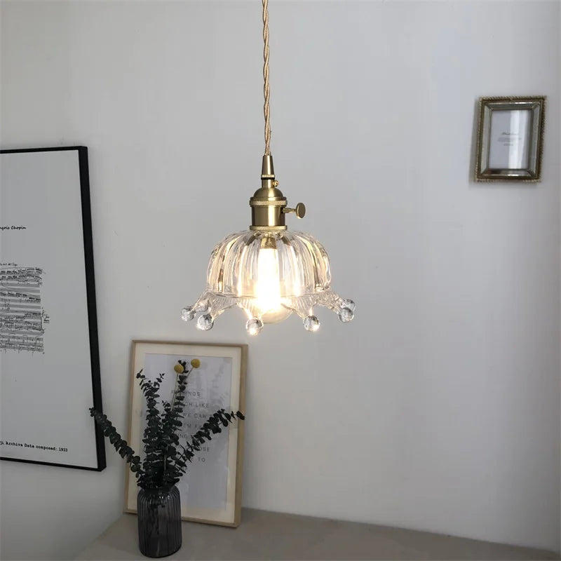 Afralia™ Copper Glass LED Pendant Light for Modern Home Decor - Hanging Lamp