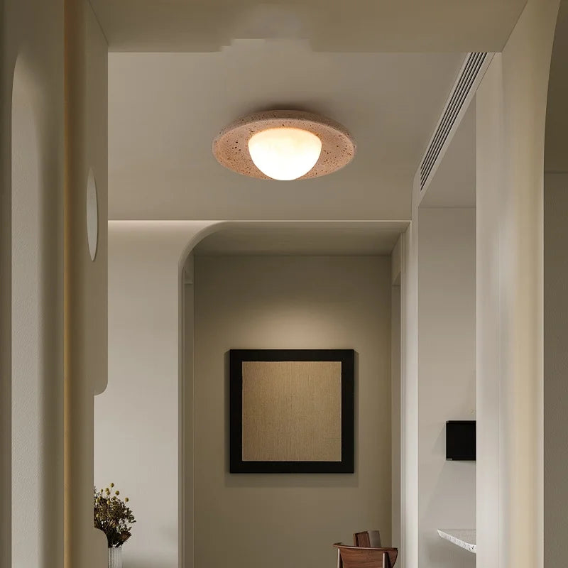 Afralia™ Yellow Travertine LED Ceiling Lamp, Modern Nordic 3D Print Light Fixtures