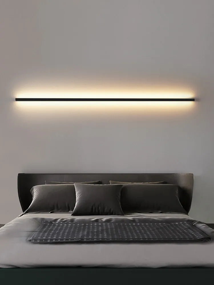 Afralia™ Bedroom Wall Lamp: Nordic Strip Light, Minimalist Design, Black Background, Decorative Luminaires