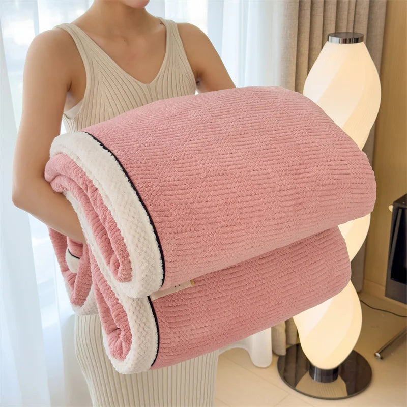 Afralia™ Cozy Carved Velvet Blanket | Warm, Soft & Breathable | Autumn Winter Sofa Bed Throw