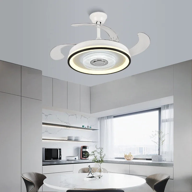 Afralia™ Crystal Chandelier LED Ceiling Fan with Remote Control Switch