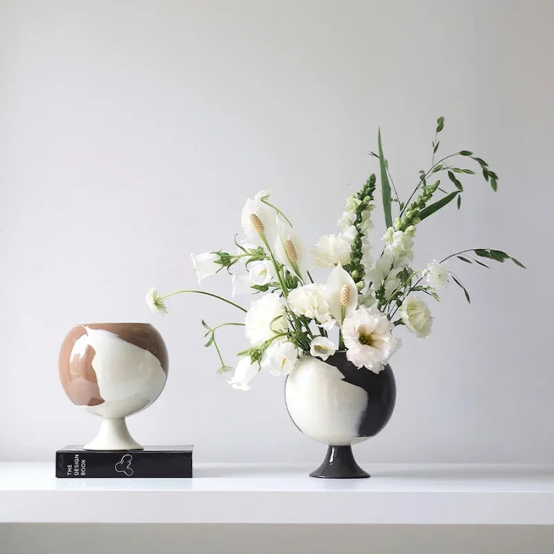 Afralia™ Irregular Grain Spherical Ceramic Vase for Home Decoration and Floral Arrangements