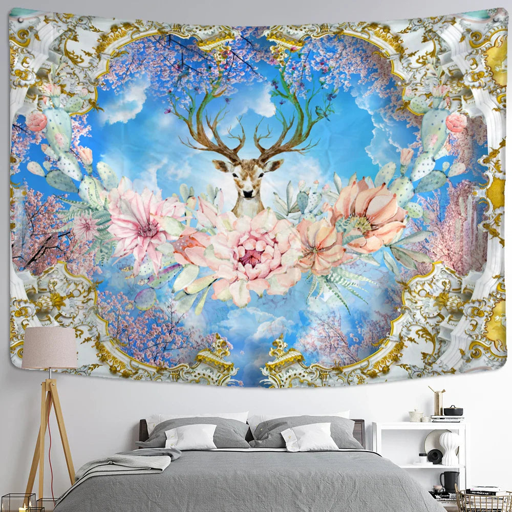Afralia™ Elk Tapestry Wall Hanging Mystical Starry Sky Home Decor