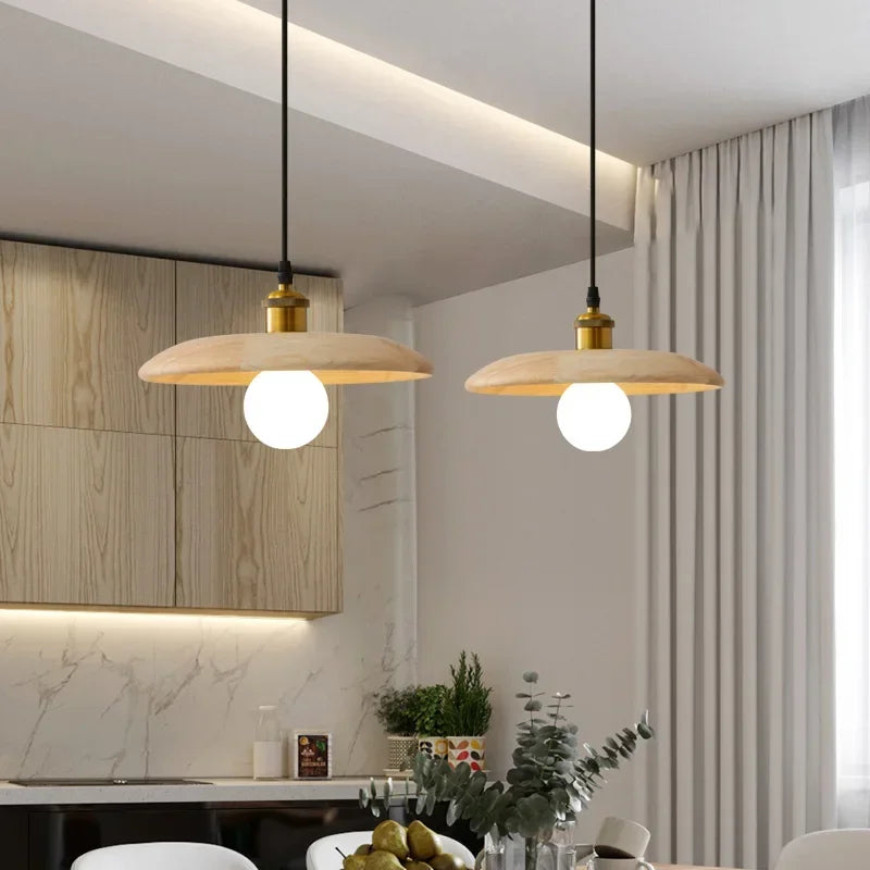 Afralia™ Retro Nordic Wood Pendant Light Chandelier for Kitchen and Dining Room