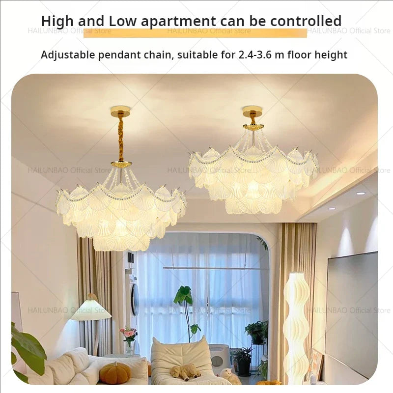 Afralia™ Pearl Feather Crystal Chandelier: French Romantic Lighting for Superior Living & Bedroom