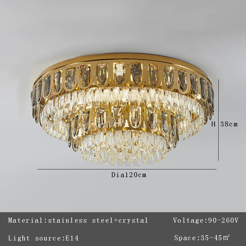 Afralia™ Gold Crystal Ceiling Light: Luxury Vintage Chandelier for Living Room
