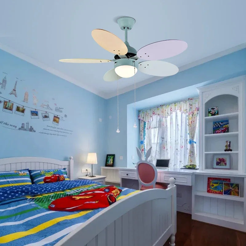 Afralia™ Nordic Kids Ceiling Fan with Light - Flush Mount Ventilateur Plafond