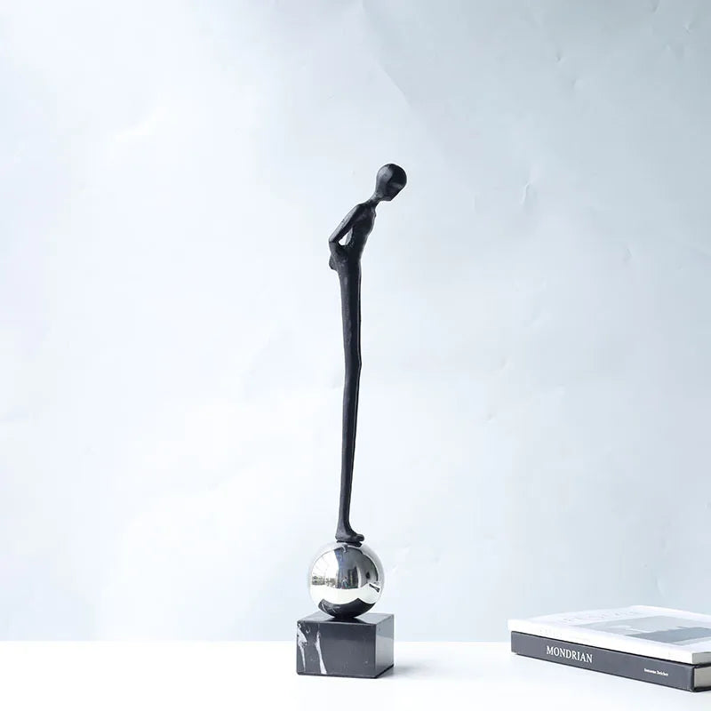 Afralia™ Abstract Thinker Metal Figurine Portrait Sculpture Home Decoration