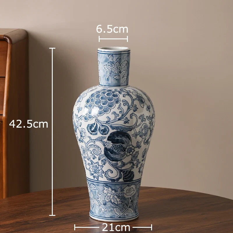 Afralia™ Blue & White Porcelain Vase Pot for Stylish Room Aesthetic Decor & Flowers