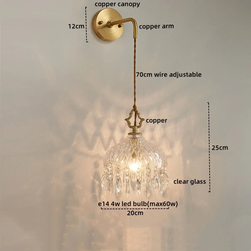 Afralia™ Crystal Glass LED Wall Sconce - Luxury French Stair Light for Home Decor