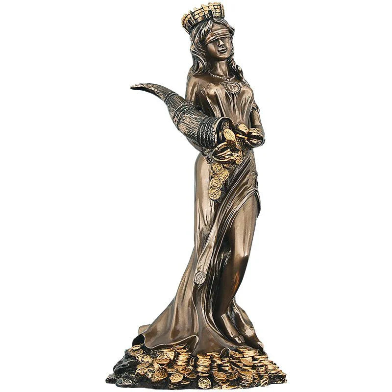 Afralia™ Greek Wealth Goddess Fortuna Figurine Plouto Fortune Sculpture Decor Gift