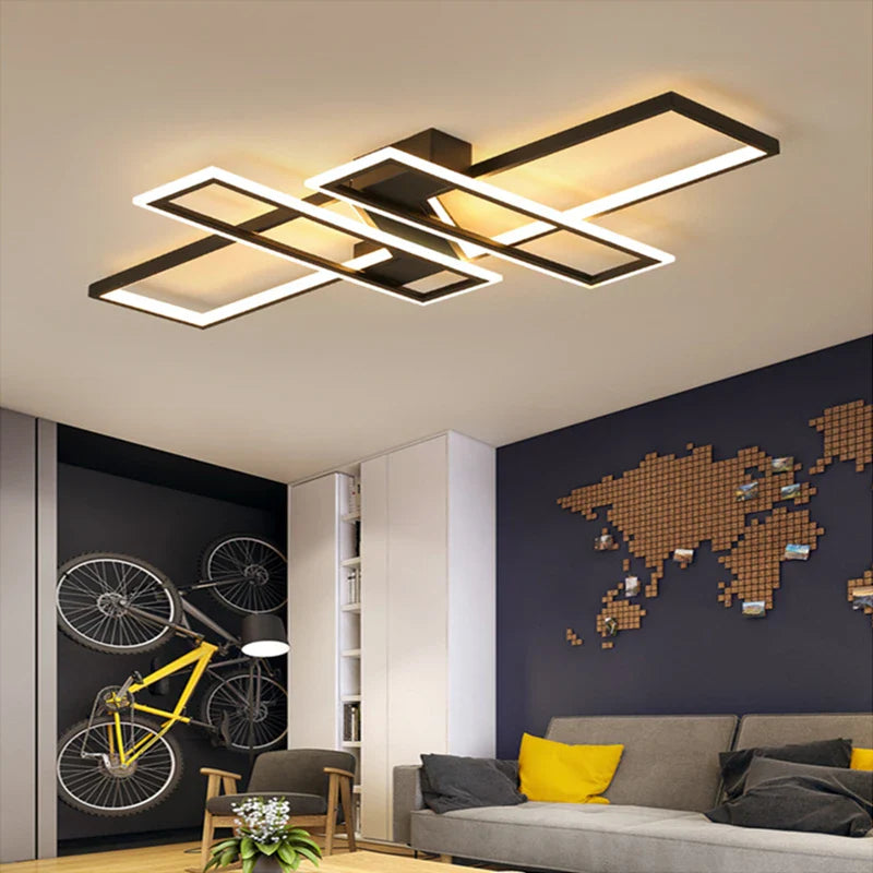 Afralia™ Modern LED Chandeliers: Living/Dining/Bedroom Ceiling Light with Remote Control, Aluminum, White/Black