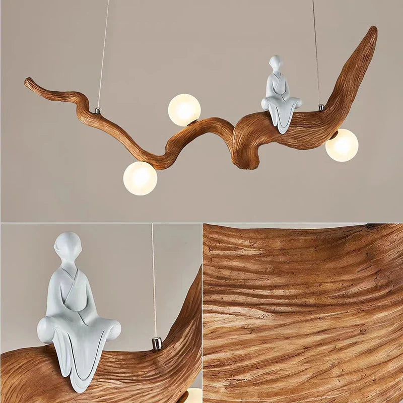 Afralia™ Zen Resin Branches Pendant Lights Tea House LED Hanging Lamp Fixtures