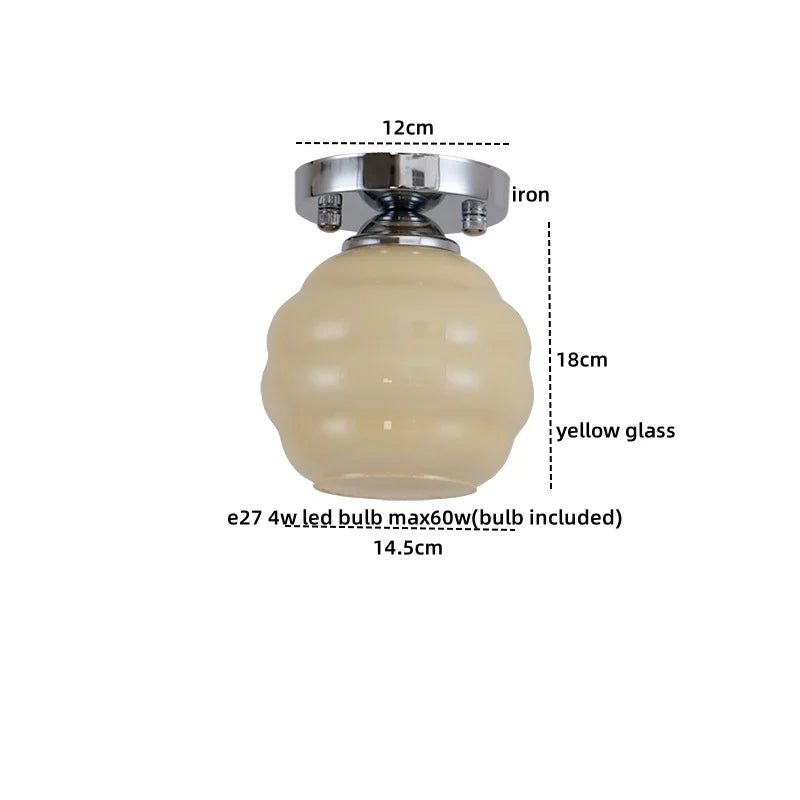 Afralia™ Creamy Glass Iron LED Ceiling Light - Modern Indoor Lighting Fixtures