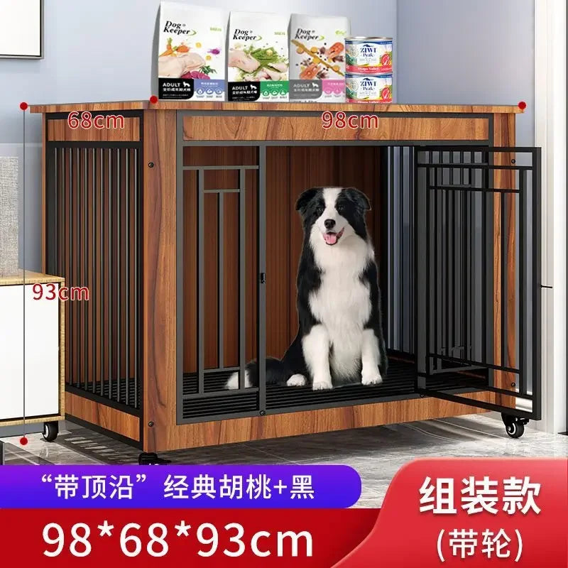 Afralia™ Large Wood Dog Cage House | Indoor Solid Wooden for Big Dogs