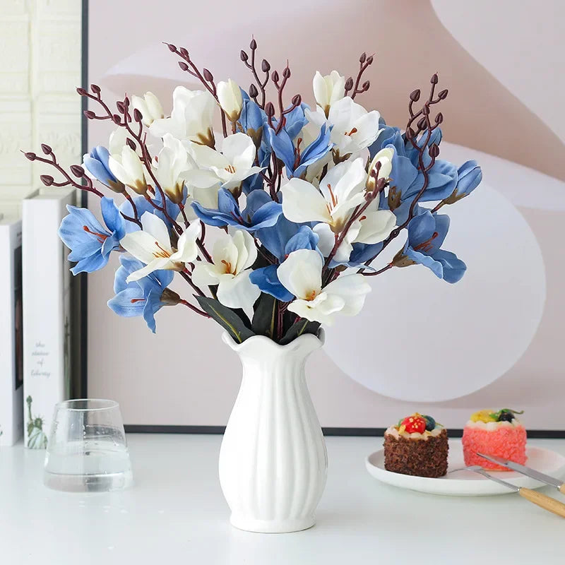 Afralia™ Artificial Orchid Magnolia Bouquet for Wedding Home Decor and Easter, Living Room Fake Flower