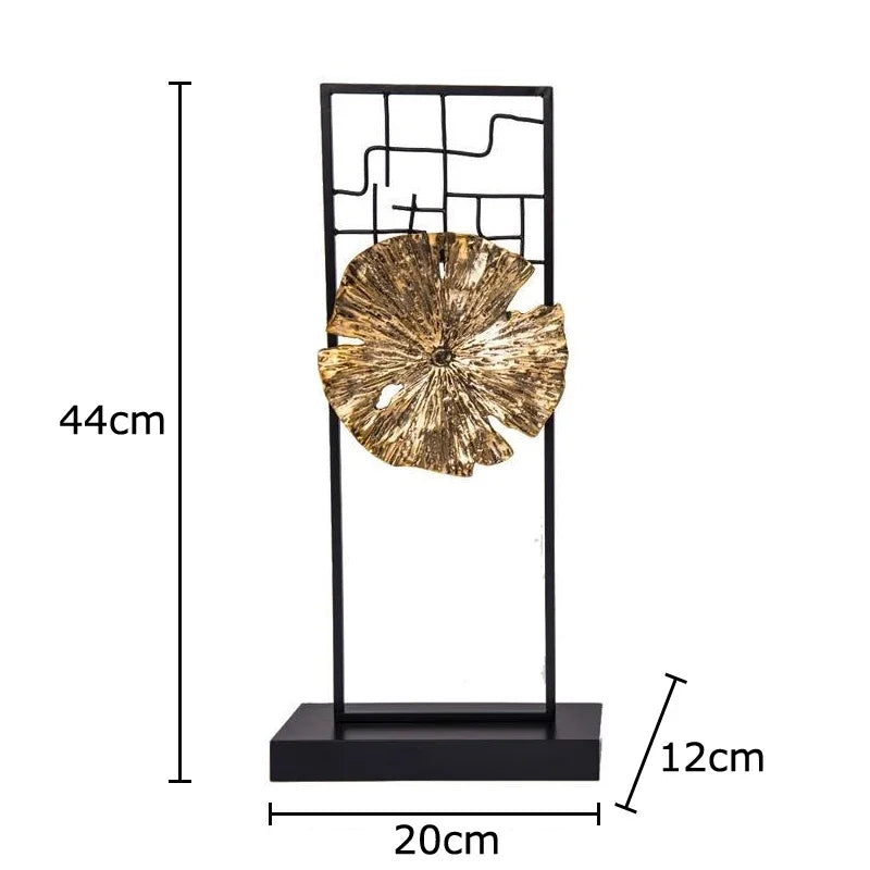 Afralia™ Golden Lotus Leaf Feng Shui Desk Ornament Alloy Sculpture