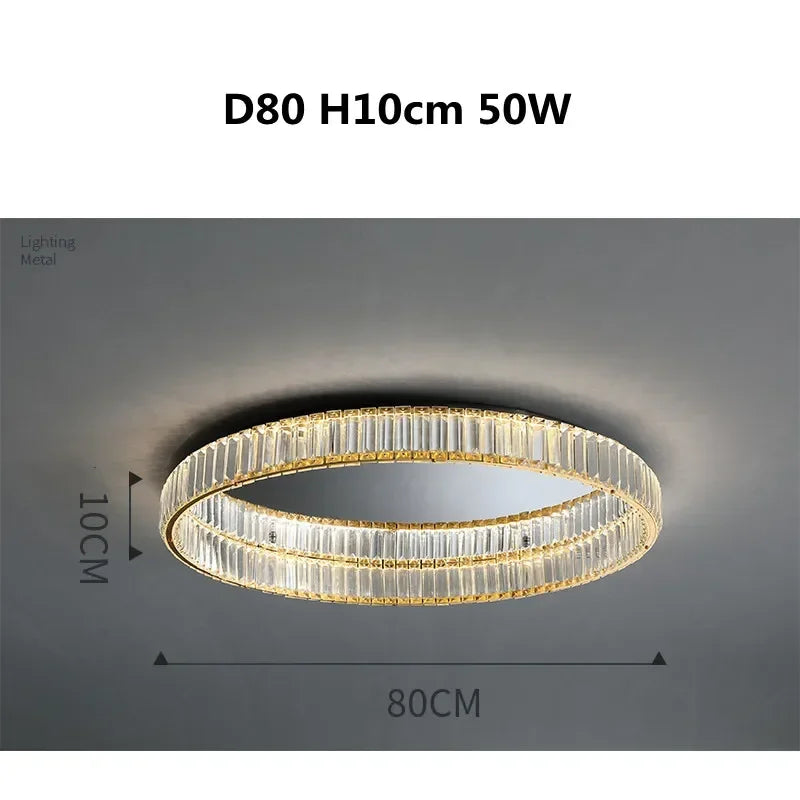 Afralia™ Gold Steel LED Dimmable Ceiling Lights Luxury Crystal Fixture