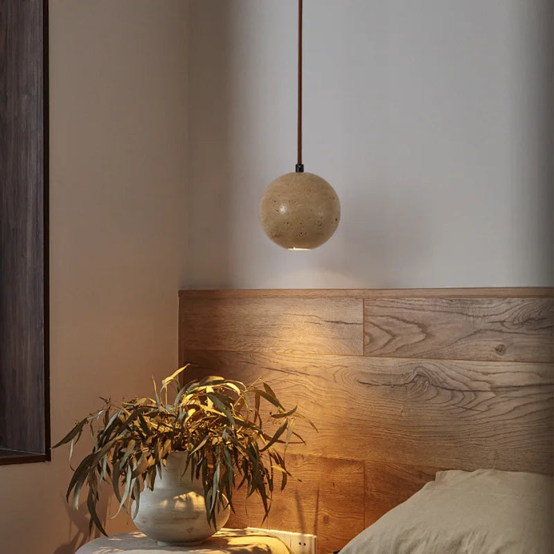 Afralia™ Stone Ball LED Pendant Lamp: Stylish Round Hanging Light for Bedroom & Living Room