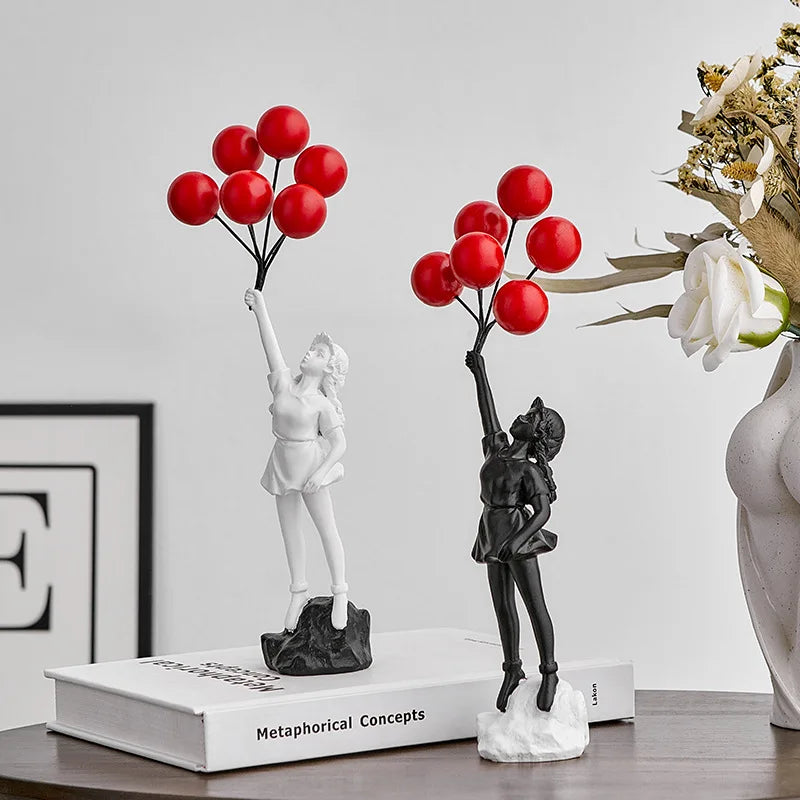 Afralia™ Banksy Girl Balloon Sculpture Figure for Modern Interior Decor