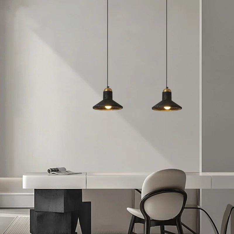 Afralia™ Black Travertine LED Pendant Light for Minimalist Nordic Interior Decor