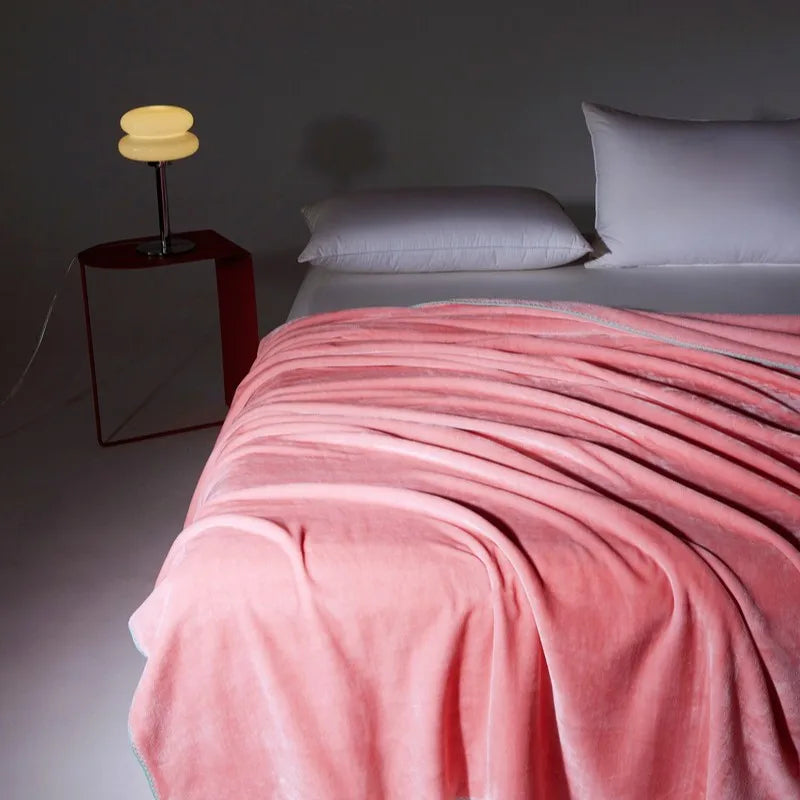 Afralia™ Velvet Milk Blanket: European Solid Color Flannel Bedspread for All Seasons