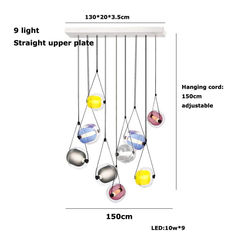 Afralia™ Multicolor Glass Globe Pendant Light for Stylish Bedroom Decor