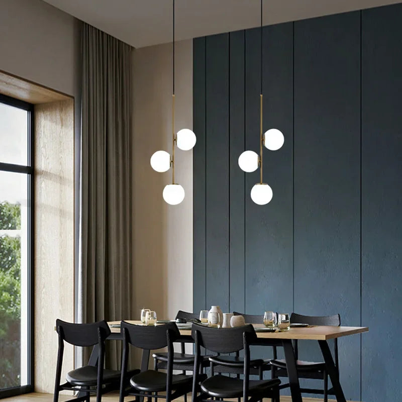 Afralia™ Glass Ball LED Chandelier: Nordic Modern Pendant Light for Dining Room and Bedroom