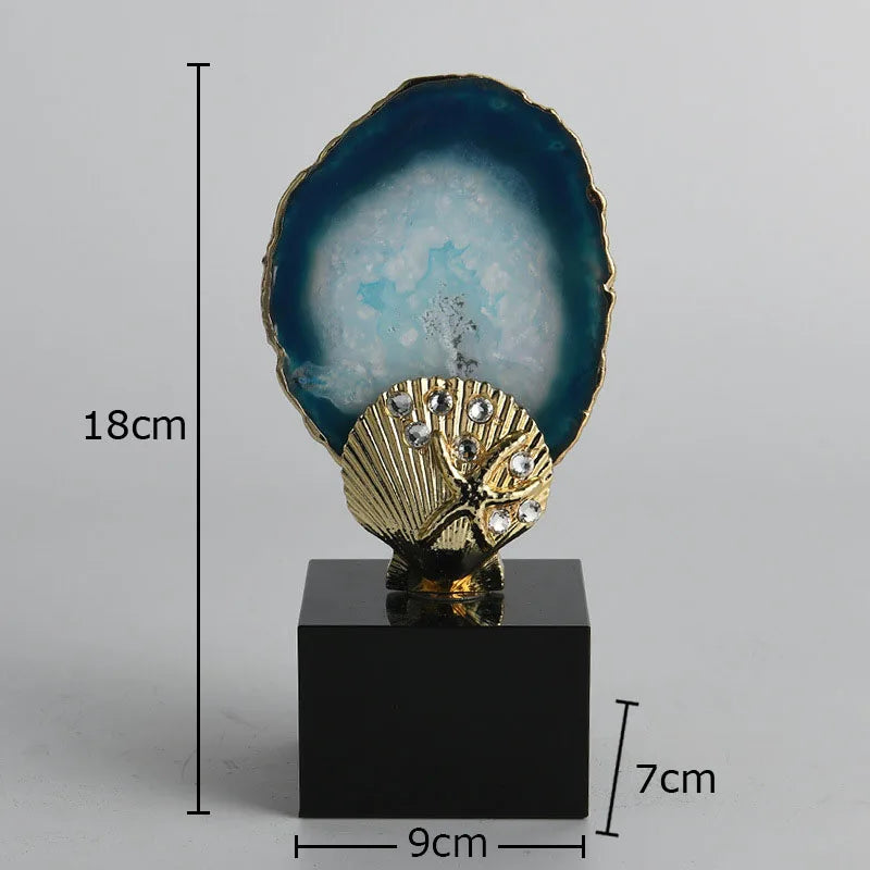 Blue Agate Stone Crystal Base Sculpture for Modern Aesthetic Decor by Afralia™