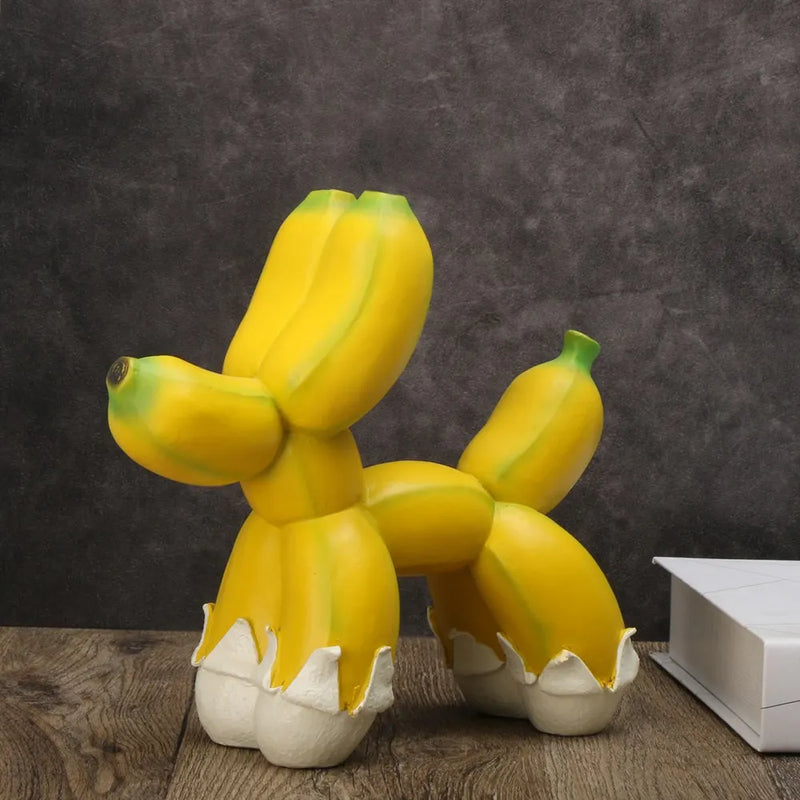 Afralia™ Banana Balloon Dog Sculpture - Modern Pop Art Resin Statue for Home Decor