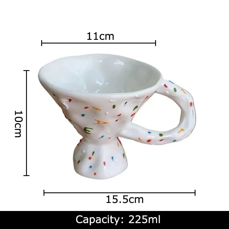Afralia™ Colorful Icing Suger Decorative Ceramic Mug for Dining Table and Coffee