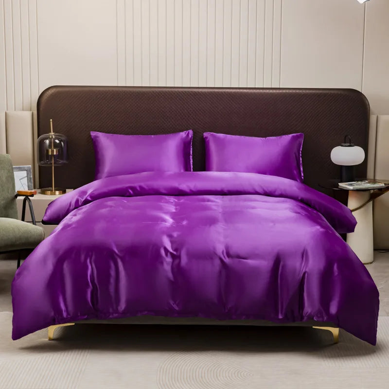 Afralia™ Ice Rayon Duvet Cover and Pillowcase Set: Smooth Comfort in Single & Double Sizes