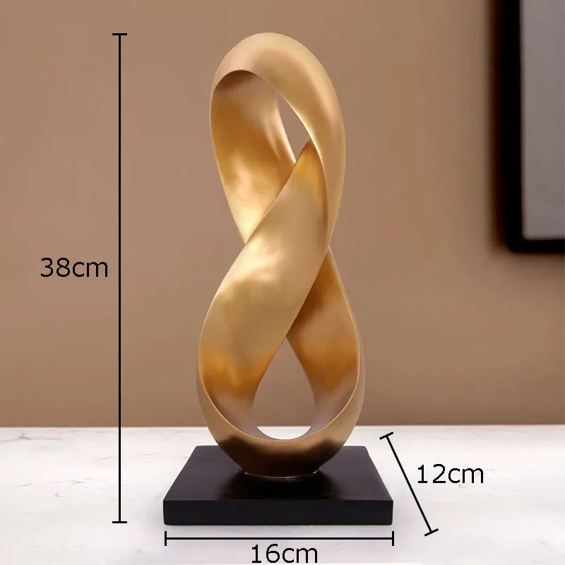 Afralia™ Golden Knot Sculpture Desk Ornament Minimalist Abstract Room Decor