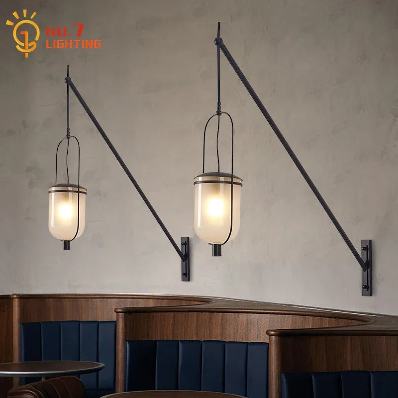 Afralia™ Industrial Retro Swing Arm LED Wall Lamp for Restaurant Loft Decor