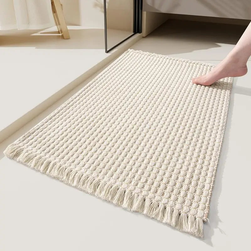 Afralia™ Woven Entryway Runner with Tassels and Non-Shedding Washable Pile