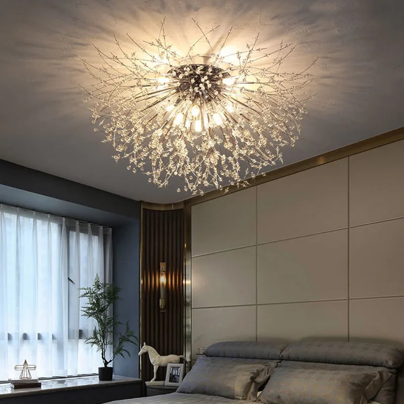 Afralia™ Nordic Dandelion Crystal Ceiling Lamp for Bedroom Living Room Dining Room