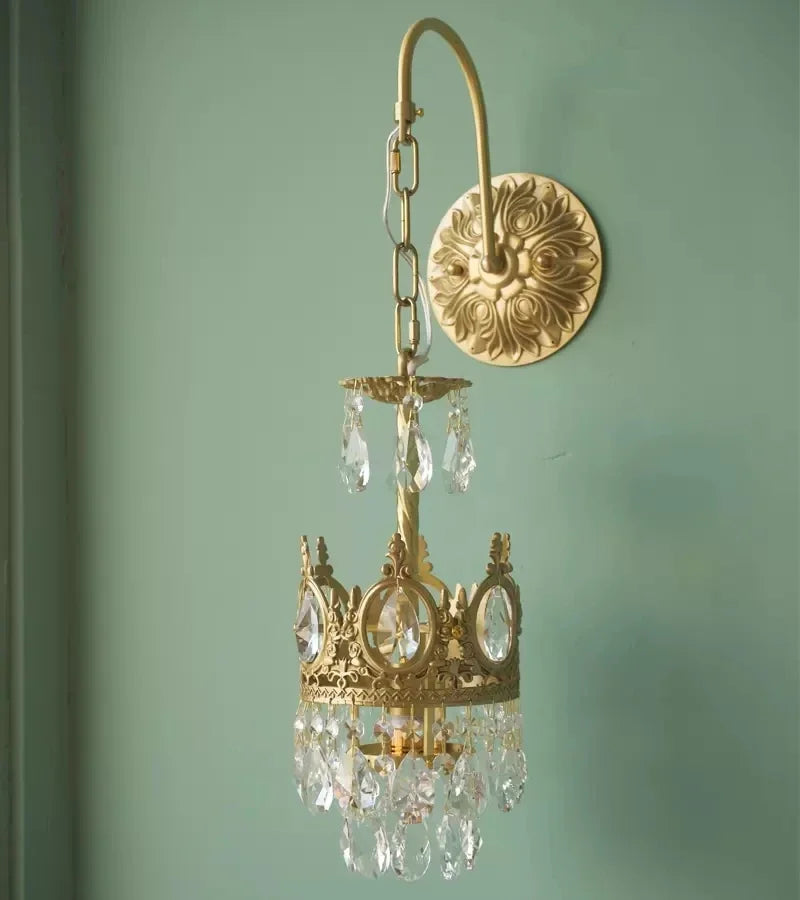 Afralia™ Crystal Crown Chandelier LED Pendant Light for Living Bedroom - Modern Luxury Vintage French Lighting