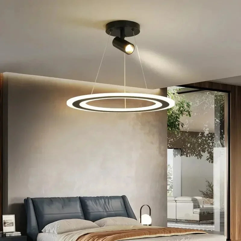 Afralia™ Nordic Design LED Bedroom Pendant Light Chrome - Minimalist Restaurant Chandelier