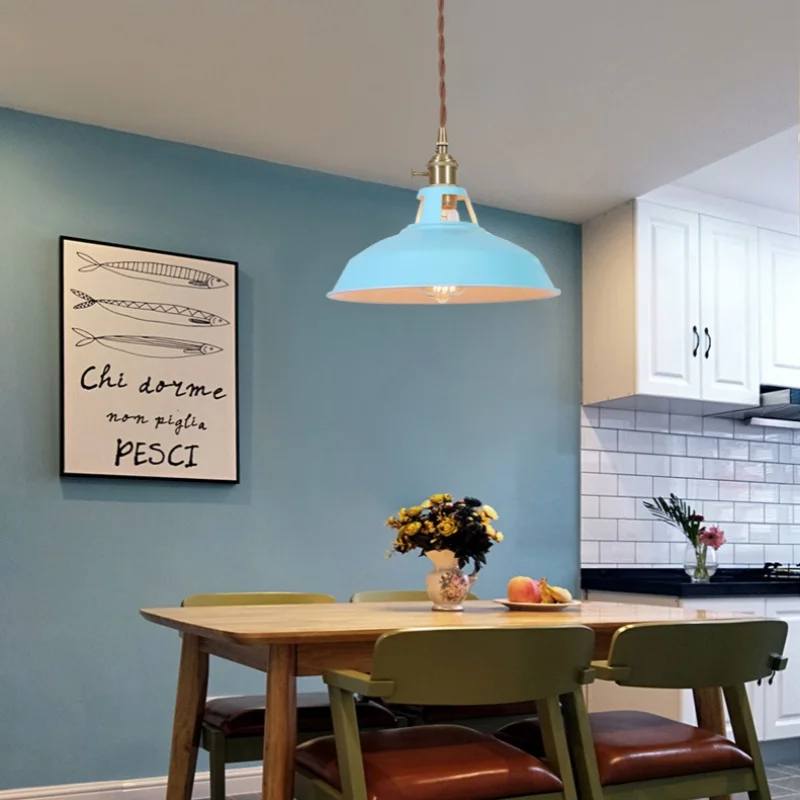 Afralia™ Blue Iron Art LED Pendant Light, Nordic Modern Style for Home and Commercial Spaces