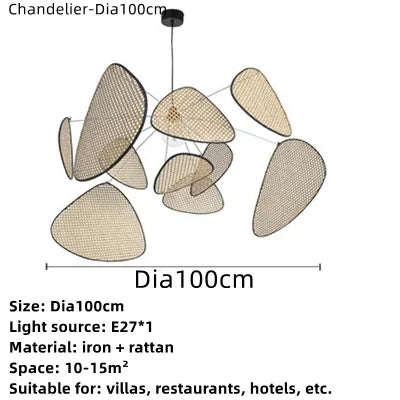 Afralia™ Rattan Art LED Chandeleir for Home & Hotel Decor