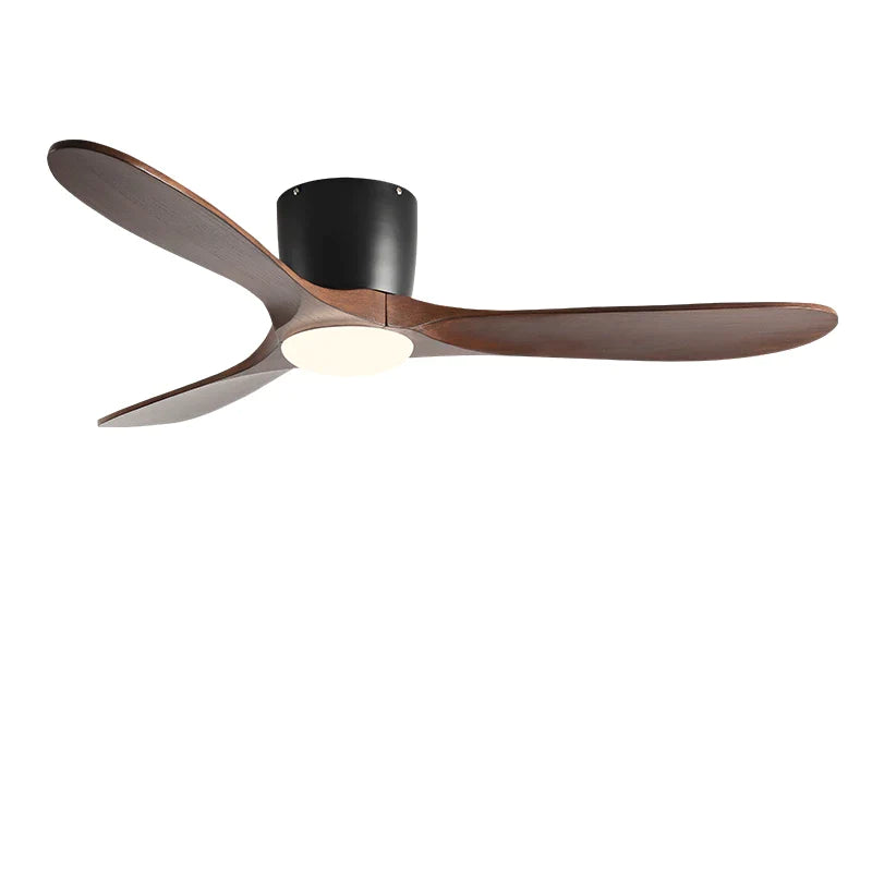 Afralia™ 52" Low Floor Fan Lights Wood Blade Remote Control Ceiling Fan Strong Winds